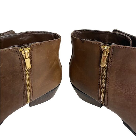 SAM EDELMAN PETER LEATHER ANKLE BOOTS BROWN - Picture 7 of 11